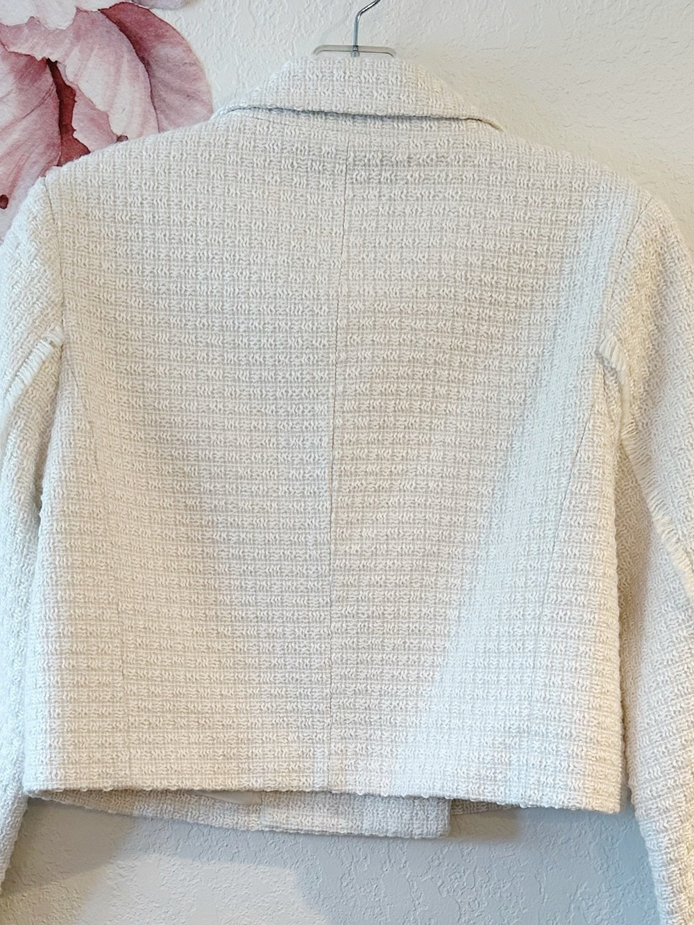 Avec Les Filles Ivory White Boycle Tweet Double Breasted Blazer Medium - Picture 7 of 12